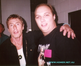 Roger Daltrey and Homer backstage at the Ultimate Rock Symphony tour, Brisbane Entertainment Centre